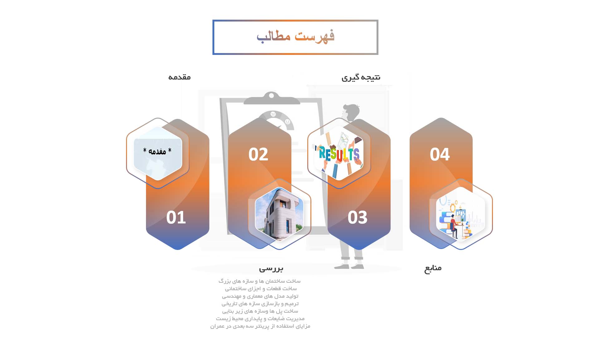 پاورپوینت در مورد کاربرد های مختلف فناوری پرینت سه بعدی در عمران